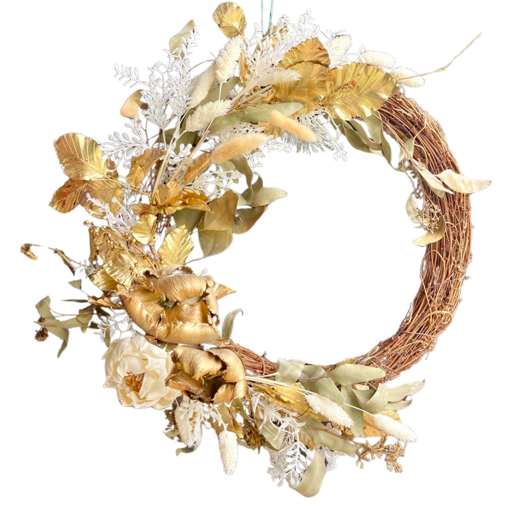 Golden Snowfall Christmas Wreath